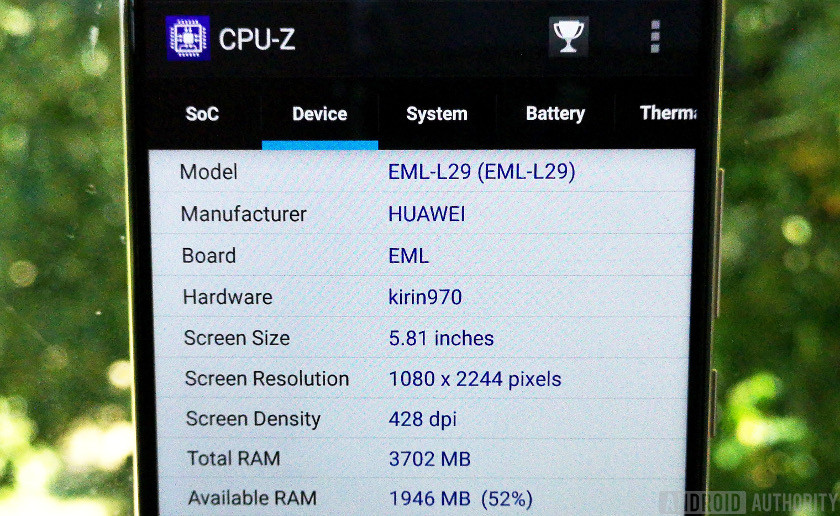  برنامه CPU-Z نمایش اطلاعات مورد Kirin 970 
