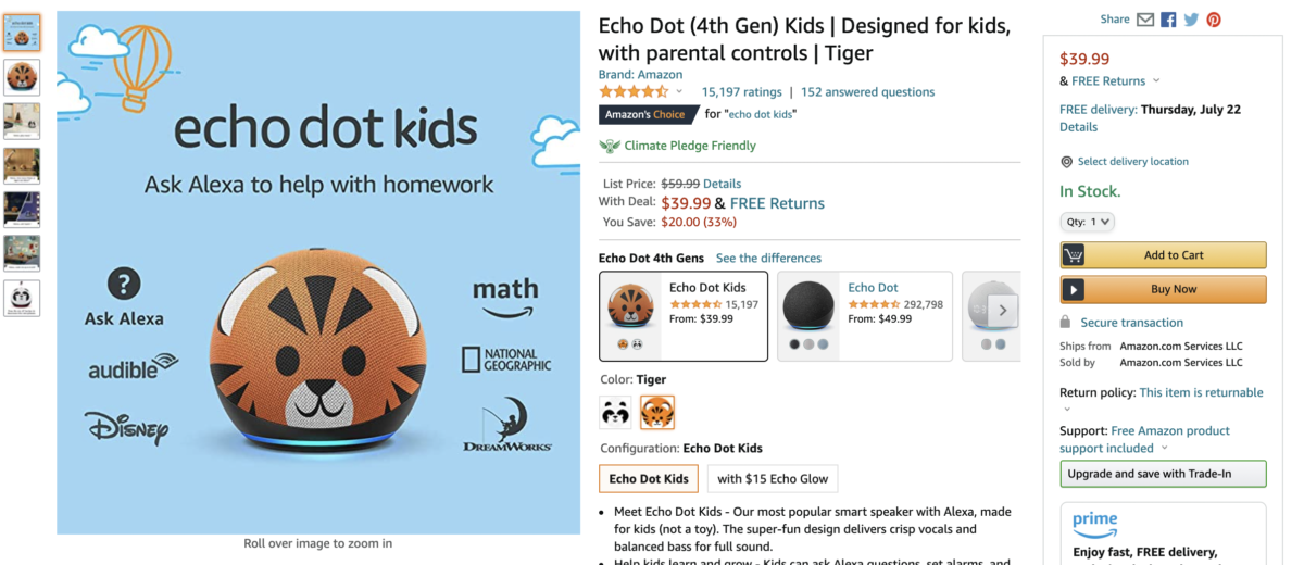  Amazon Echo Dot Kids 