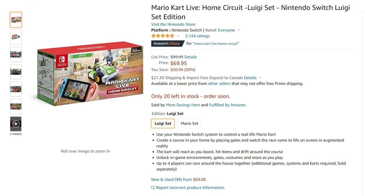  mario kart live home circuit luigi set 